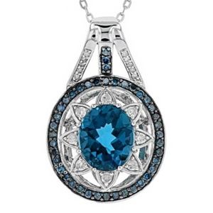 London Blue Topaz Rhodium over S. Silver. Chain